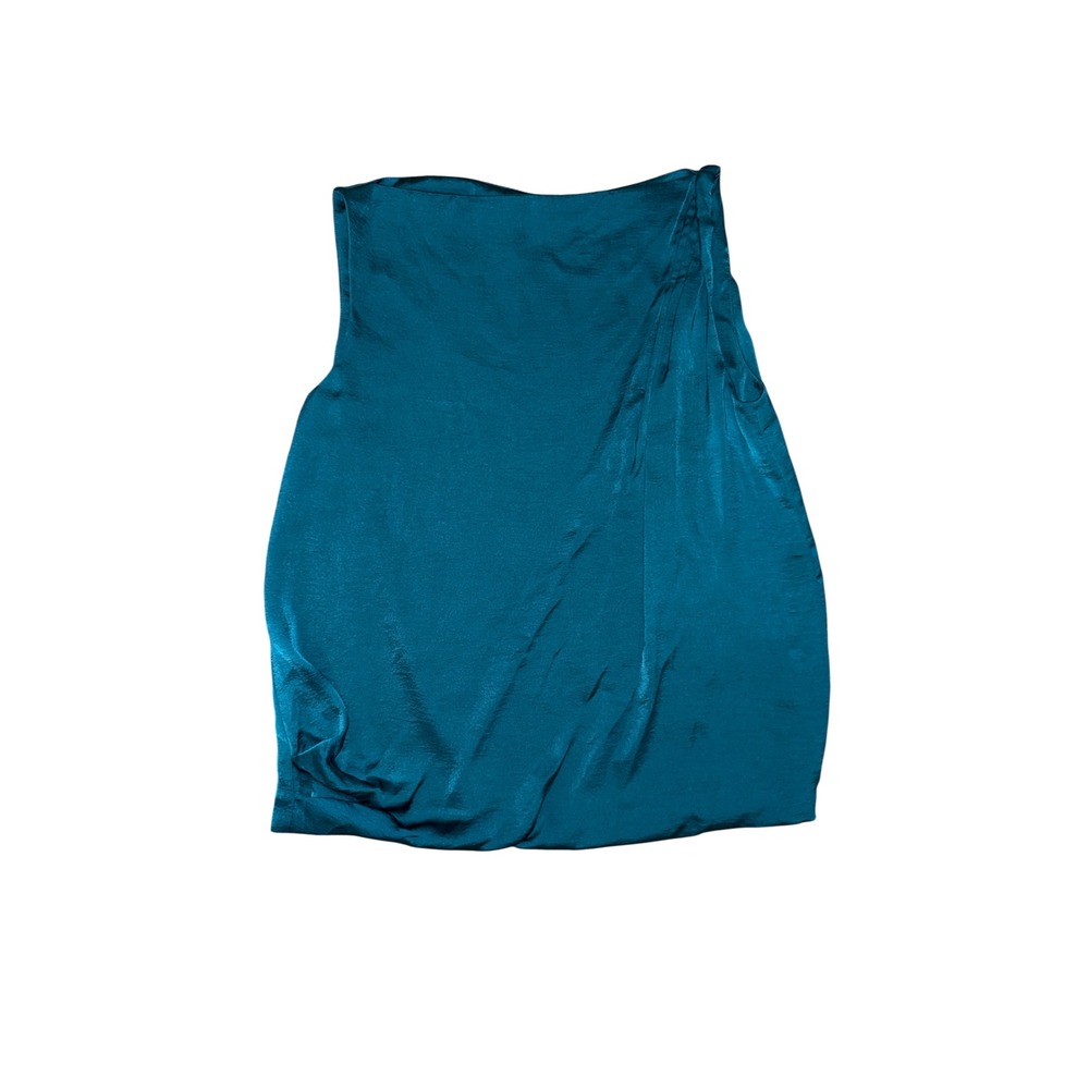 Vince Sleeveless Top Women Size 4 Teal Blue Draped Boat Neck Designer